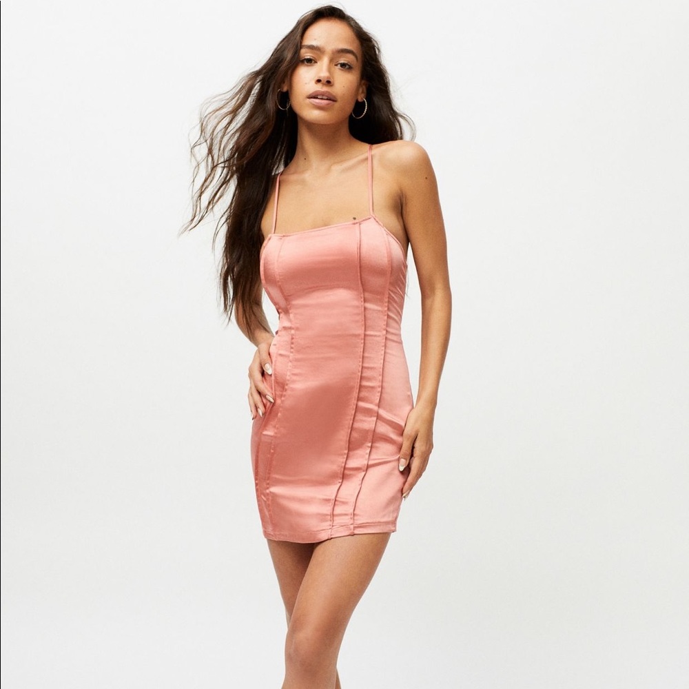 NWT Urban Outfitters Seamed Satin Slip Dress